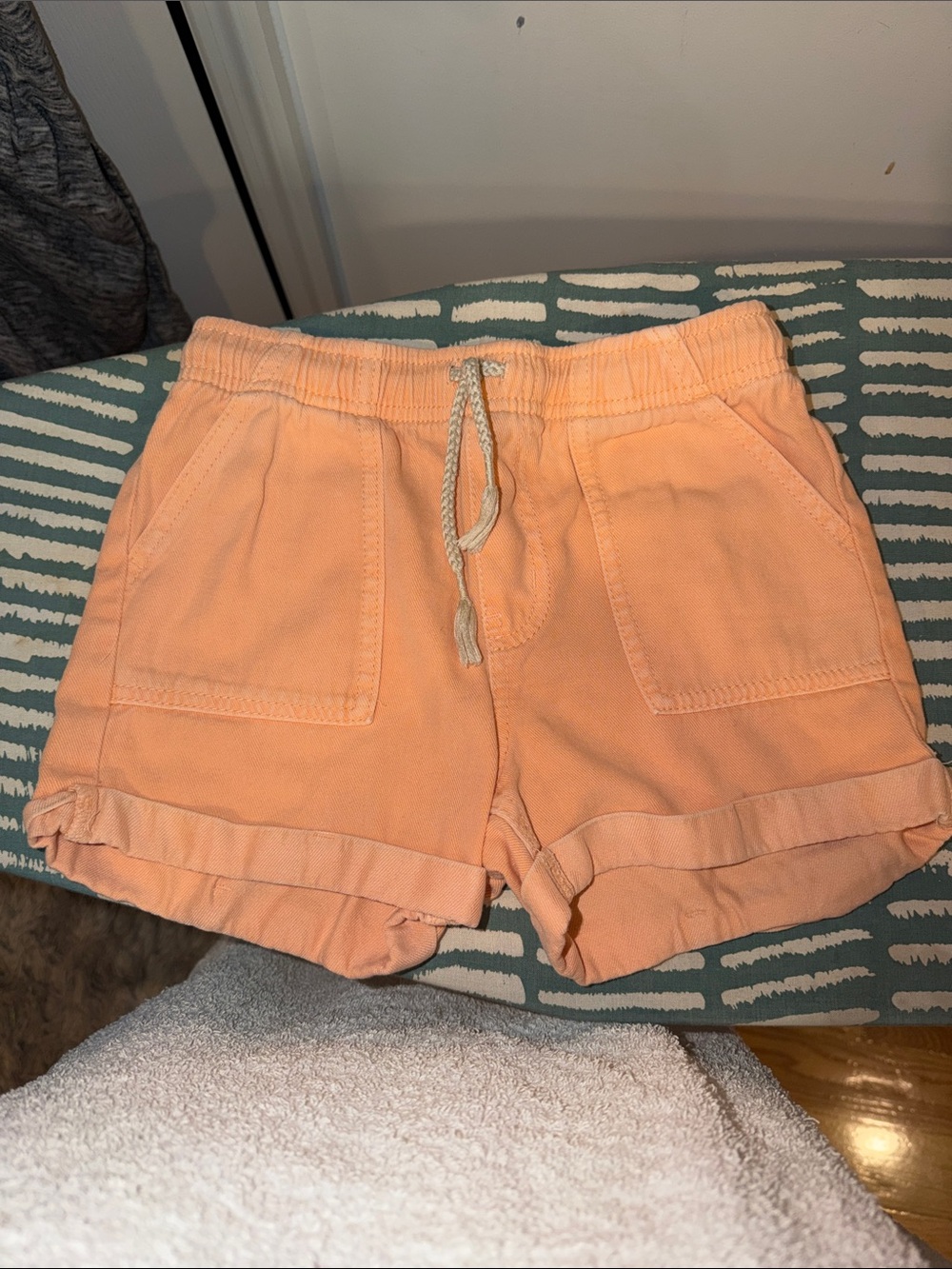 Girls Toddler Peach Drawstring Casual Shorts